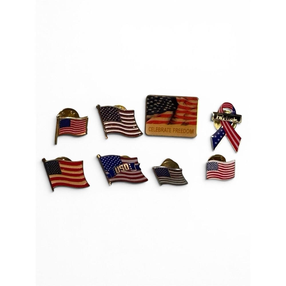 Vintage American Flag Enamel Lapel Pin Lot USA Patriotic Freedom Pins